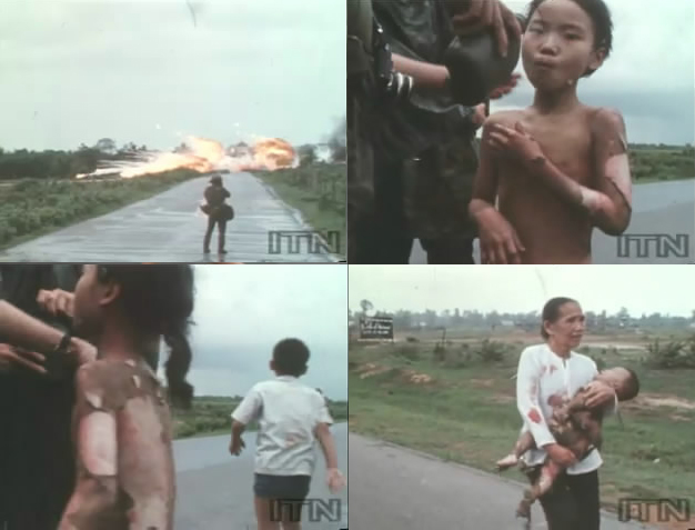 Vietnam Napalm Strike. Vietnam's picturesque victim: